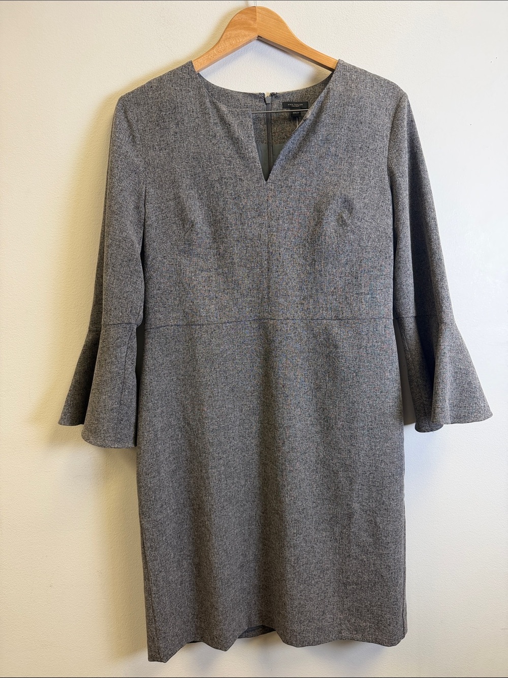 Ann Taylor Gray Long Sleeve Midi Dress